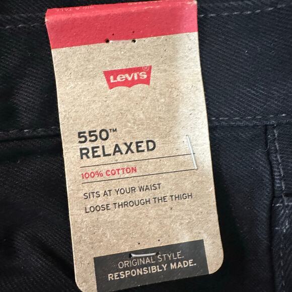 LEVI'S Men's 550 Relaxed Fit Jeans (Big & Tall) Size 46X32 In Black - Picture 7 of 16